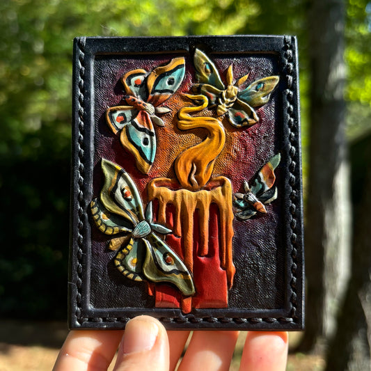 Moths To A Flame (Green) Vertical Card Holder