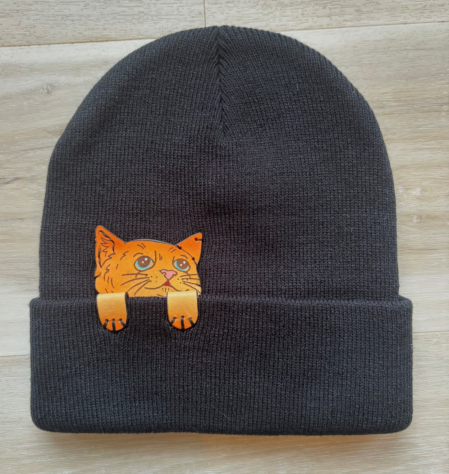 Peeking Cat (Orange Ombré) Winter Beanie