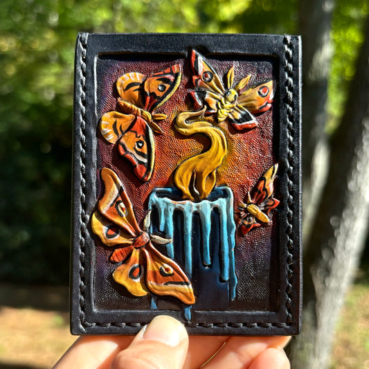 Moths To A Flame (Orange) Vertical Card Holder