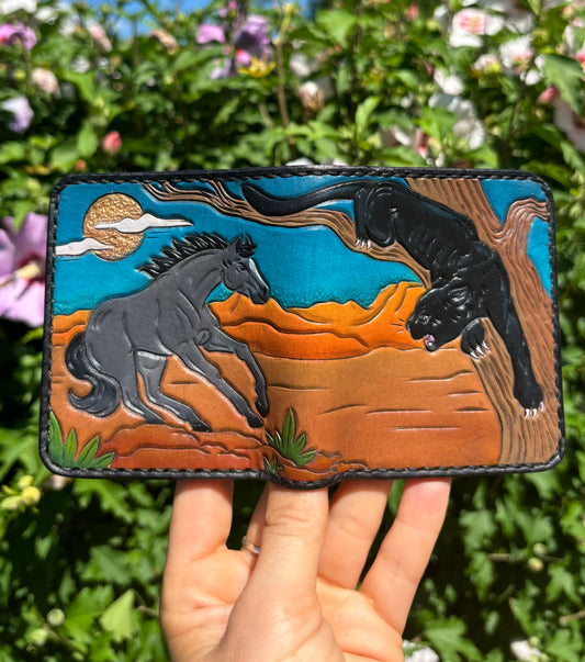 Improbable Deserted Horse/ Black Panther Bifold Wallet