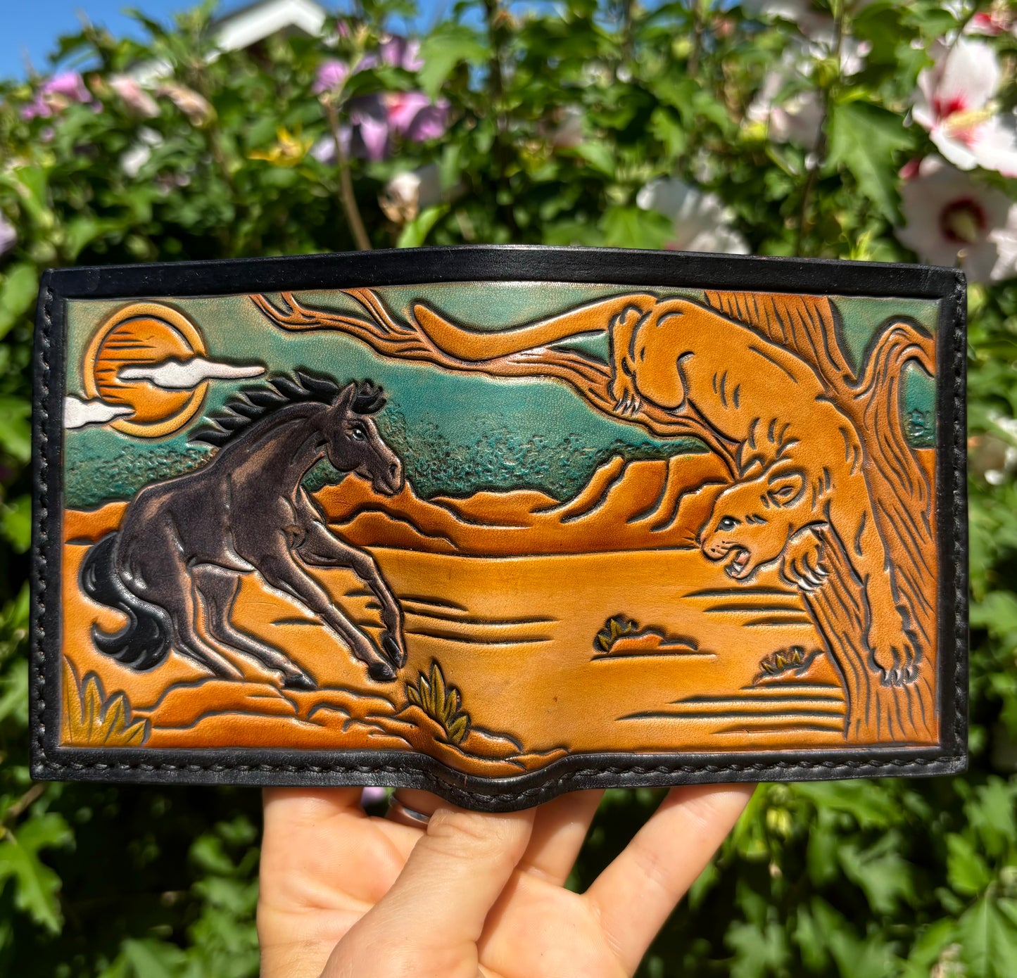 Improbable Desert Horse/Mountain Lion Bifold Wallet