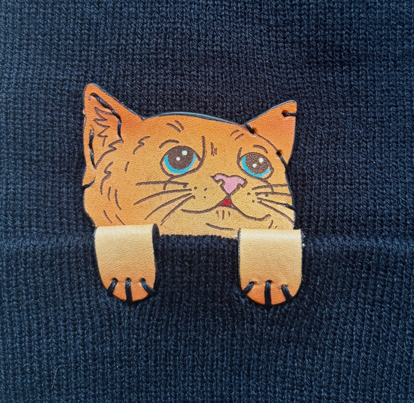 Peeking Cat (Orange Ombré) Winter Beanie