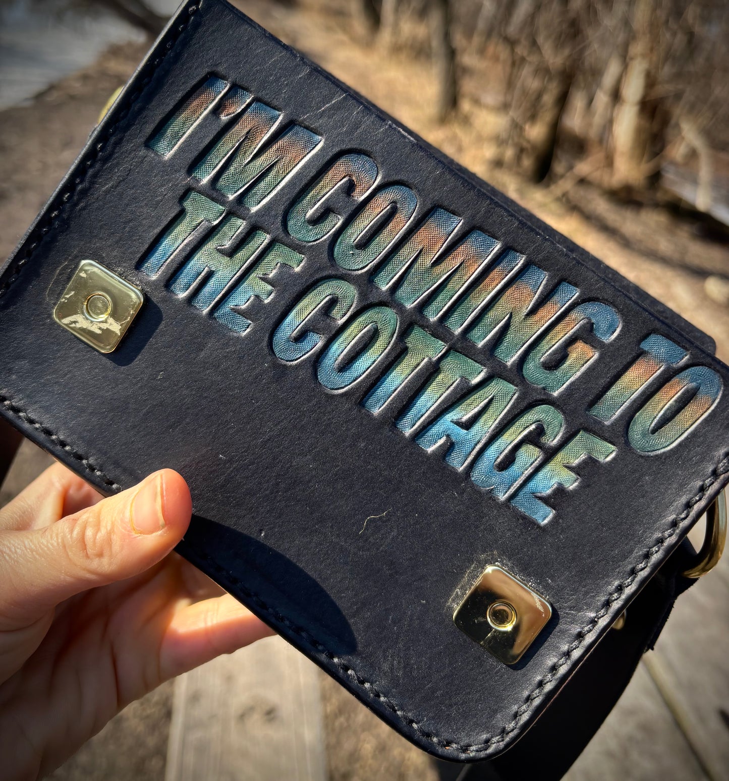 “I’m Coming to the Cottage” Crossbody Handbag